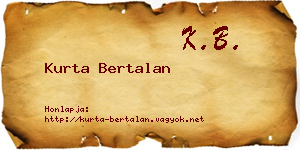 Kurta Bertalan névjegykártya